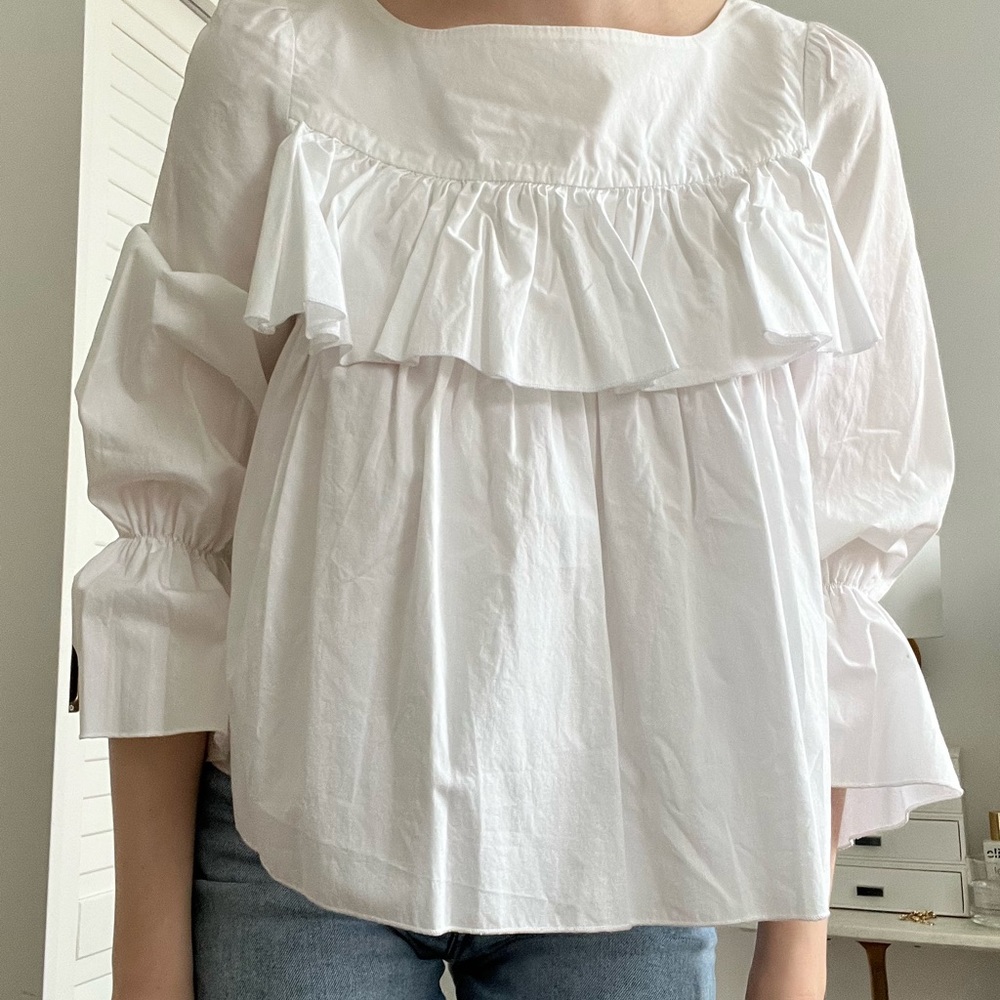 White Ruffle Blouse